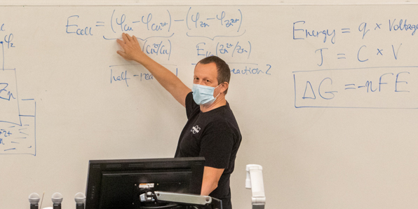 photo of faculty member teaching in a classroom